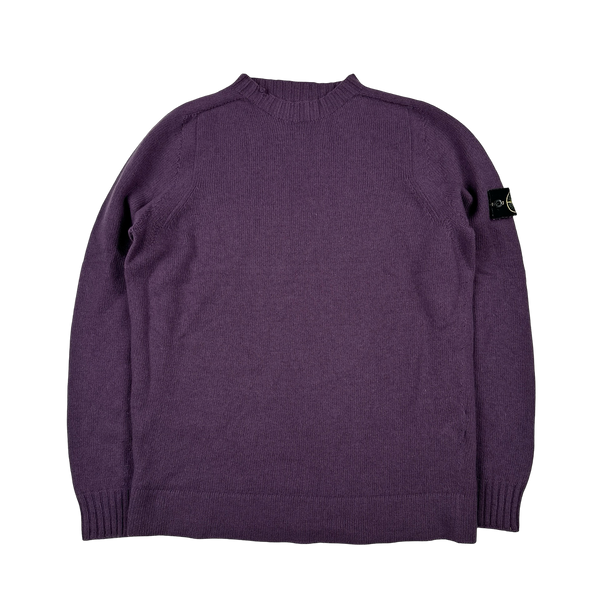 Stone Island 2020 Purple Wool Pullover Mock Neck Jumper - XL