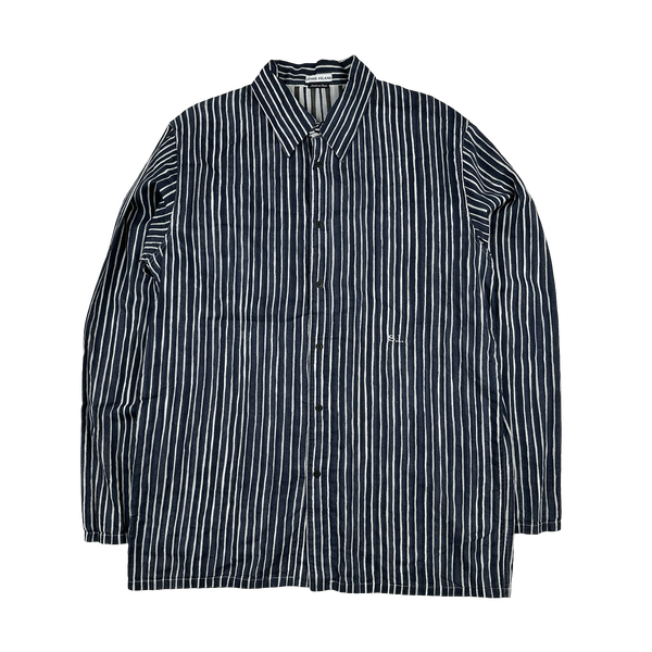 Stone Island 2003 Navy Painted Striped Linen Shirt - XL