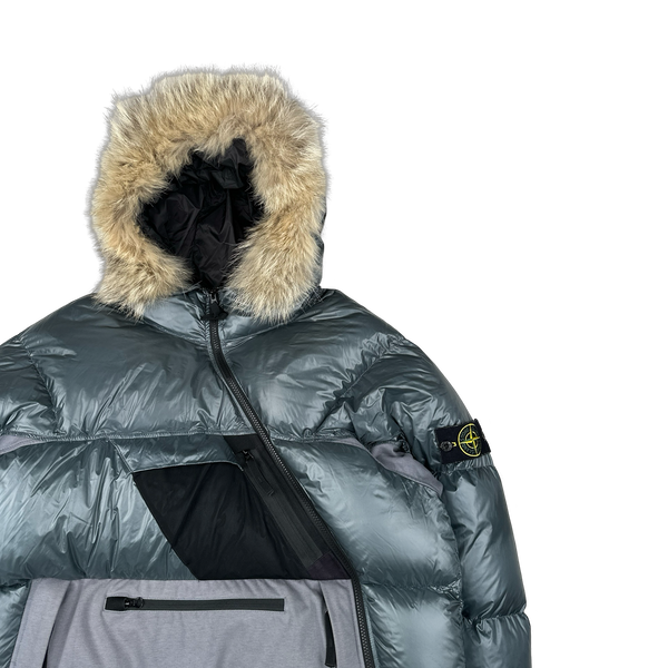 Stone Island 2017 Blue Pertex Quantum Fur Hood Puffer Jacket - XL