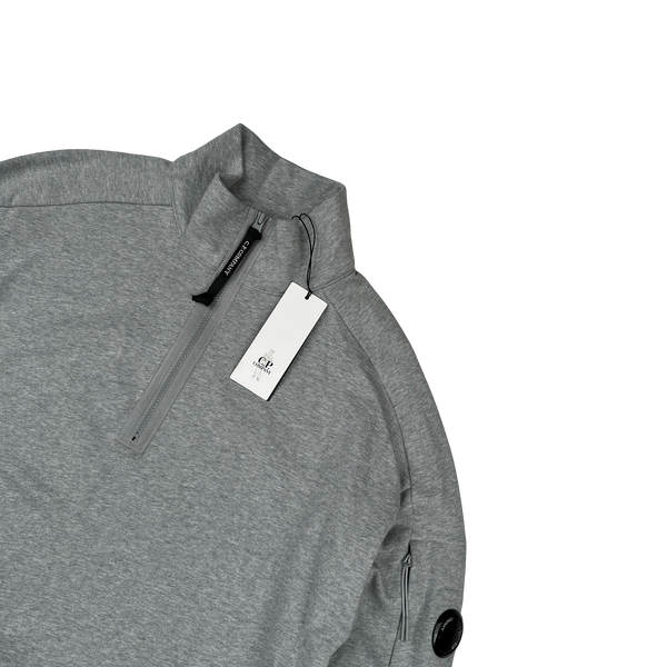 CP Company Grey Cotton Lens Viewer Quarter Zip Pullover - XL
