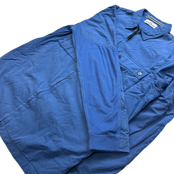 Stone Island Blue Cotton Lined Overshirt - Large