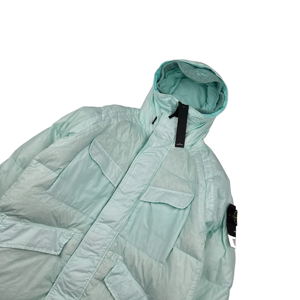 Stone Island 2022 Teal Garment Dyed Crinkle Reps R-NY Down TC Puffer - Medium