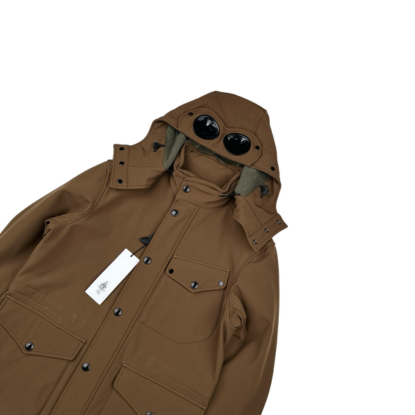 CP Company Brown Goggle Soft Shell Field Jacket - Small