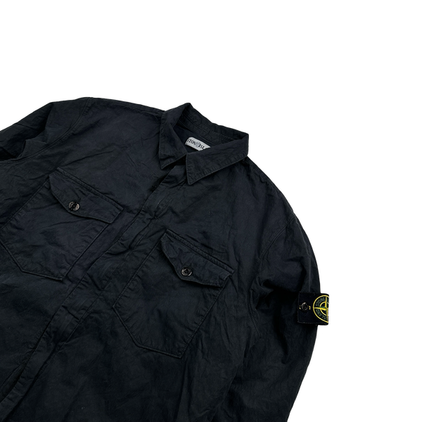 Stone Island 2002 Vintage Black Cotton Overshirt - Large