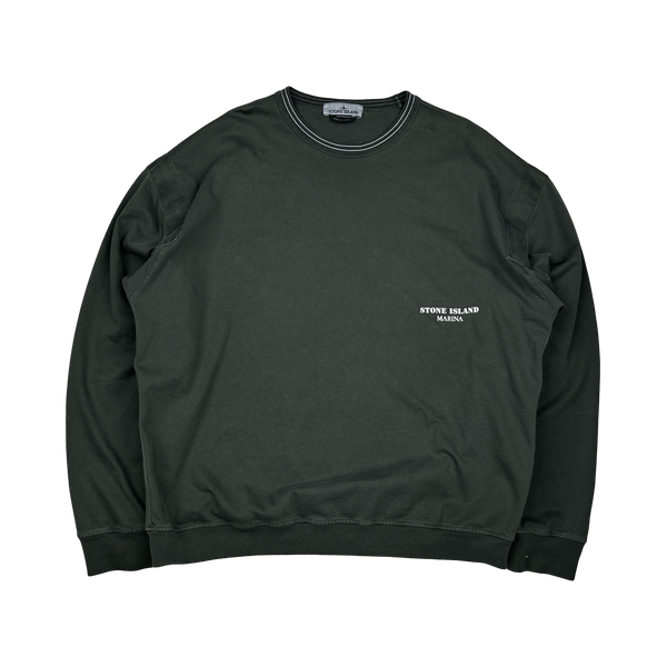 Stone Island 2024 Marina Overdyed Spellout Cotton Crewneck Jumper - XL