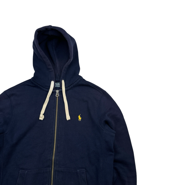 Ralph Lauren Navy Thick Cotton Zipped Hoodie - Small