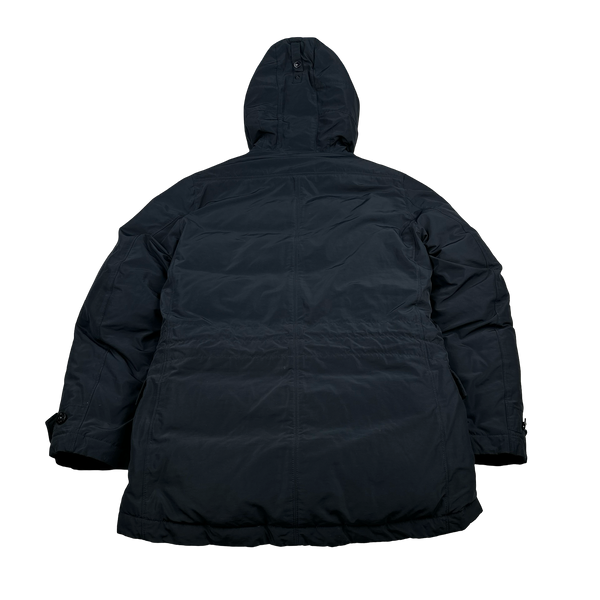 Stone Island 2016 Black Down Filled Micro Reps Fur Hood Parka Jacket - Medium