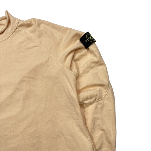 Stone Island Peach Cotton Roll Neck Sweatshirt - Large
