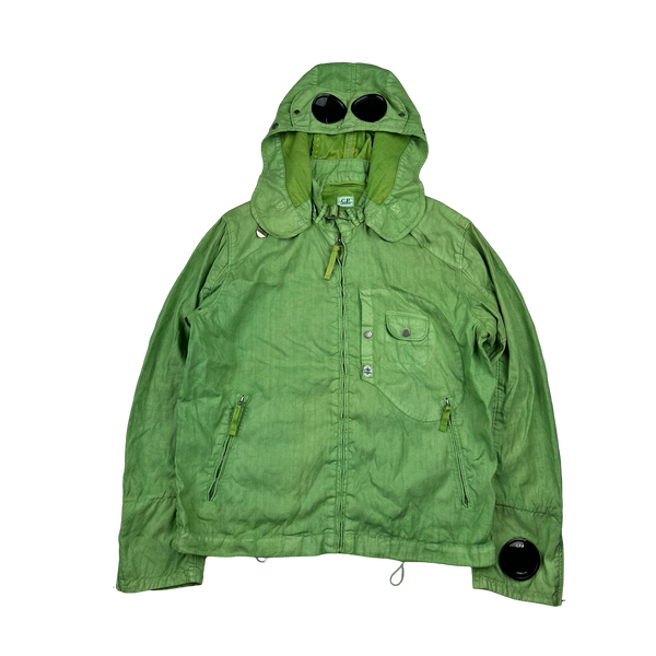 CP Company Green Lino Flax Cotton La Mille Goggle Jacket - XL