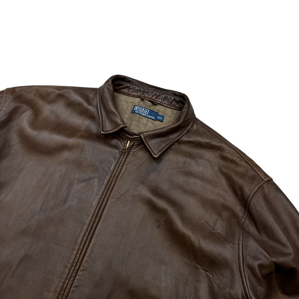 Ralph Lauren Brown Heavyweight Leather Jacket - XXL