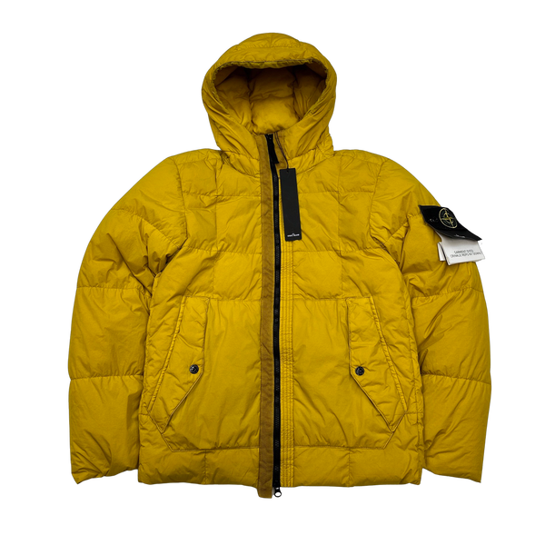 Stone Island 2018 Yellow Down Filled Crinkle Puffer Jacket - Small