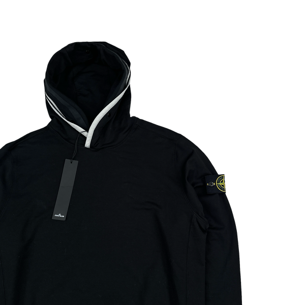 Stone Island 2022 Black Pullover Thick Cotton Hoodie - Medium