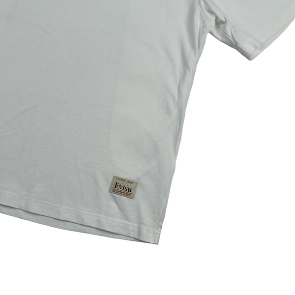 Evisu Graphic White Spellout T Shirt - Large