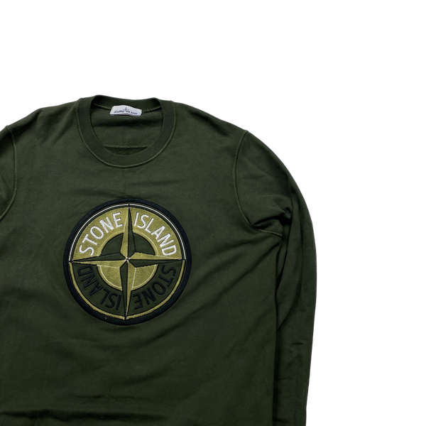 Stone Island 2020 Green Compass Logo Cotton Crewneck Sweatshirt - XL