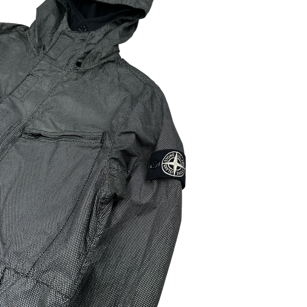 Stone Island 2016 Black Silver Pixel Reflective Hooded Jacket - Large