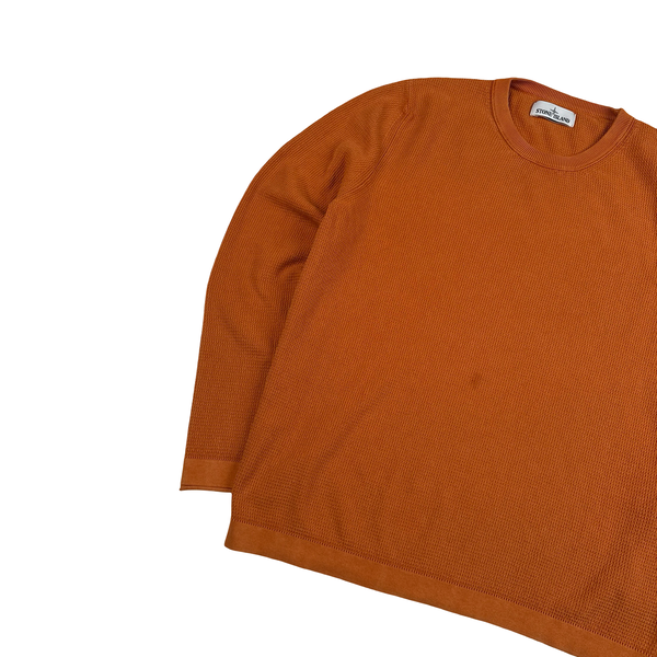 Stone Island Orange Fine Knit Crewneck Jumper - XL