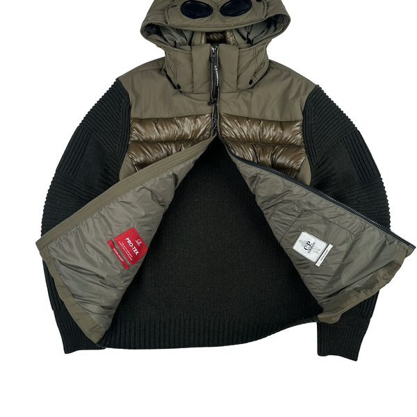 CP Company Khaki Hybrid Padded DD Shell Knit Jacket - Large