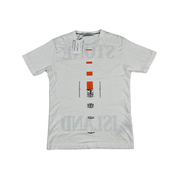 Stone Island 2020 Graphic Spellout White T Shirt - Large
