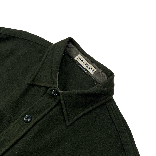 Stone Island 1997 Forest Green Vintage Wool Overshirt - Large