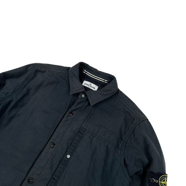 Stone Island 2012 Black Cotton Quilted Buttoned Overshirt - XL