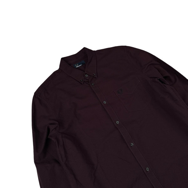 Fred Perry Burgundy Buttoned Shirt - Large