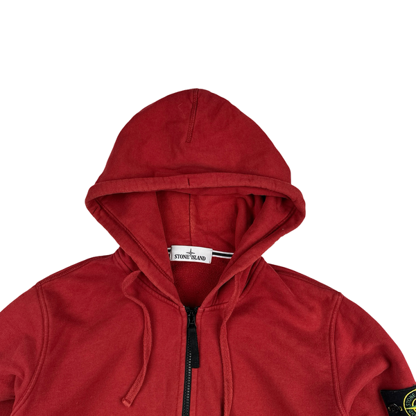 Stone Island 2015 Red Zipped Cotton Hoodie - Medium