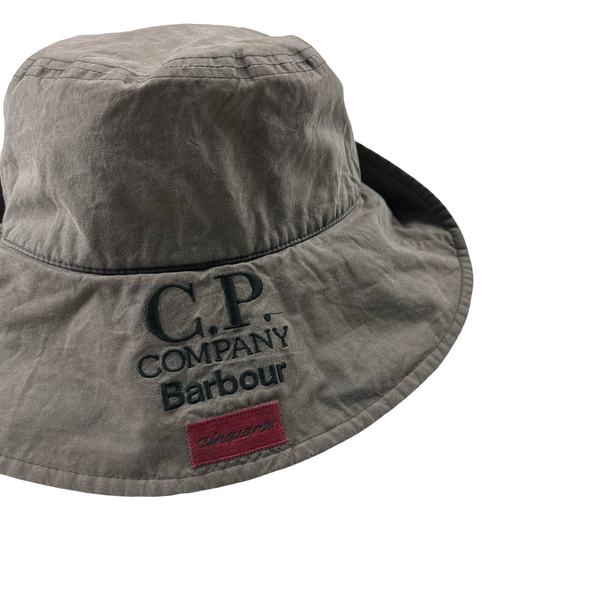CP Company x Barbour Grey Waxed Google Bucket Hat - Medium