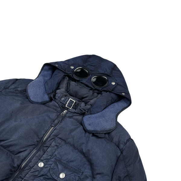 CP Company Blue Down Filled Frosted Nylon Puffer Jacket - Large