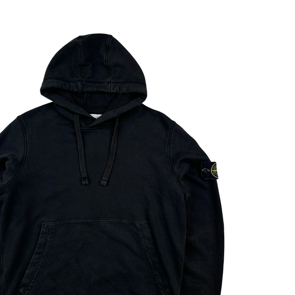 Stone Island 2020 Black Cotton Pullover Hoodie - Small