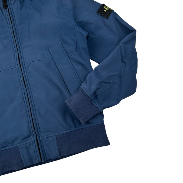 Stone Island Blue Fleece Lined Soft Shell Goggle Jacket - Large