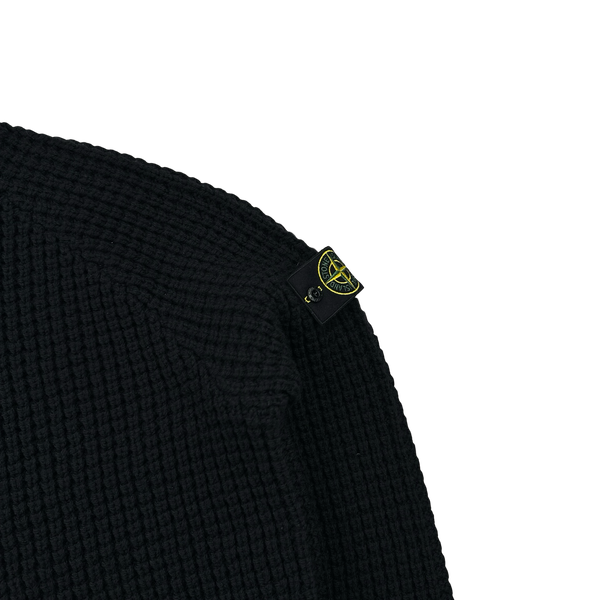 Stone Island X Dover Street Market 2023 Black Thick Wool Printed Crewneck Jumper - Medium & Large