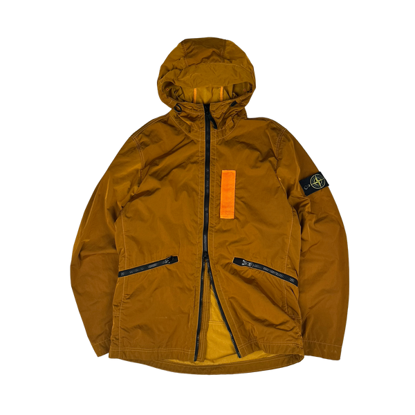 Stone Island 2017 Orange Nylon Metal Flock Hooded Jacket - Large