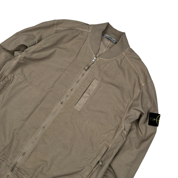 Stone Island 2023 Brown Cupro Cotton Twill-TC Bomber Jacket - Large