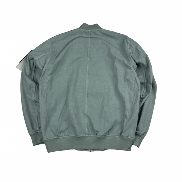 Stone Island 2023 Baby Blue Cupro Cotton Twill-TC Bomber Jacket - Small - XL