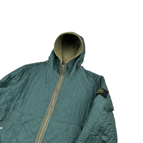 Stone Island 2010 Green Reversible Nylon/Cotton Hooded Jacket - XL