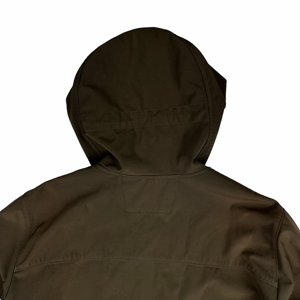 CP Company Brown Soft Shell Goggle Hooded Zipped Jacket - XL