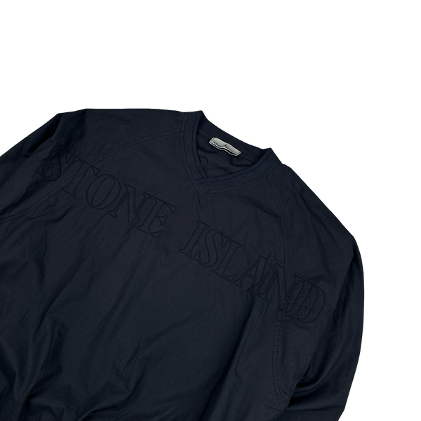 Stone Island 2023 Navy Light Cotton Tela Spellout Pullover - Medium