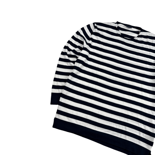 Paul & Shark Blue/White Striped Light Knit Crewneck- Large