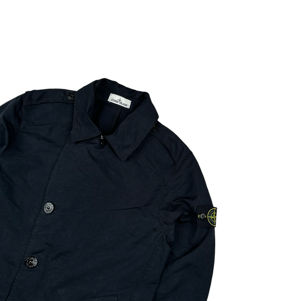 Stone Island 2019 Black David TC Garment Dyed Double Breasted Jacket - Medium