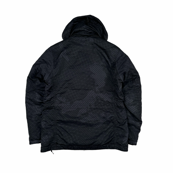 CP Company Black M Bossed Quilted Goggle Jacket - Medium
