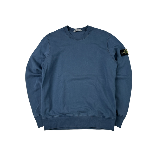 Stone Island 2024 Blue Cotton Crewneck Jumper - Large