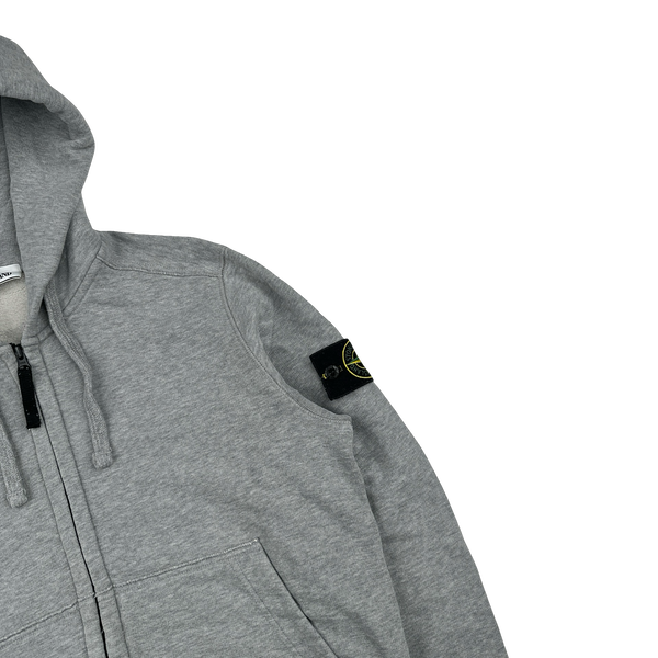 Stone Island 2019 Light Grey Zipped Cotton Hoodie - Small