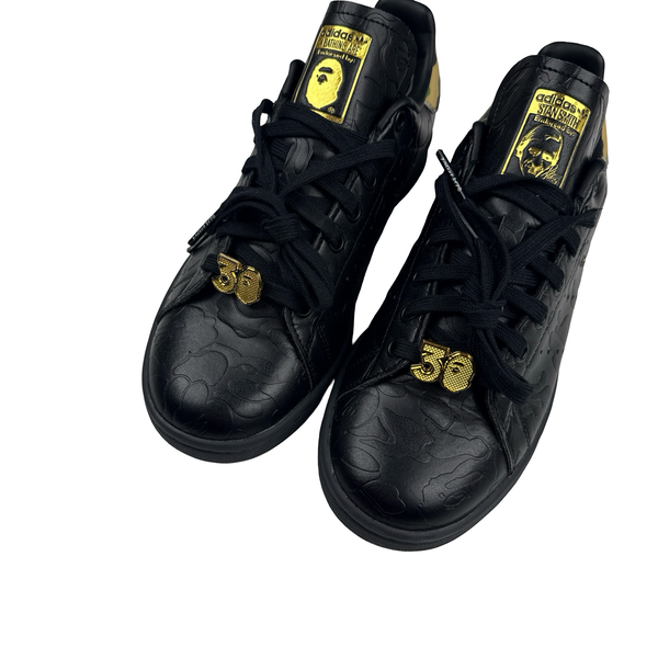 BAPE X Stan Smith 30th Anniversary Black Camo Leather Trainers - UK 7