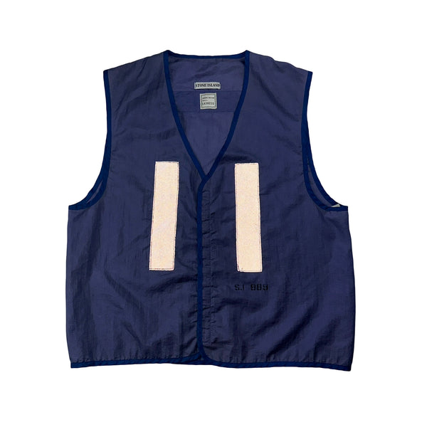 Stone Island 80's Vintage Light Weight Reflective Velcro Vest - XL
