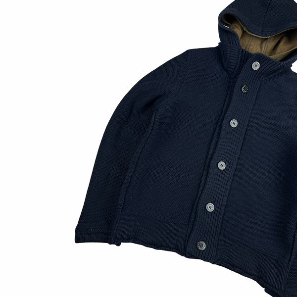 Stone Island 2010 Navy Heavyweight Wool Zipped Hoodie Jumper - Medium