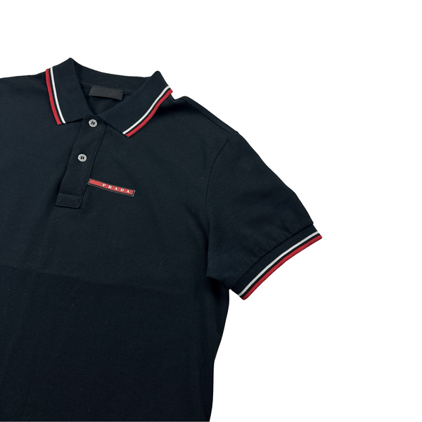Prada Black Cotton Polo - Medium