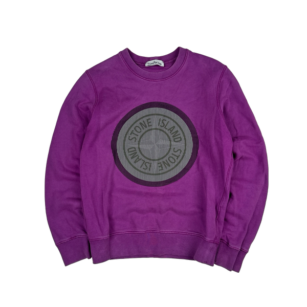 Stone Island 2021 Purple 3D Rubber Logo Sweatshirt - Small