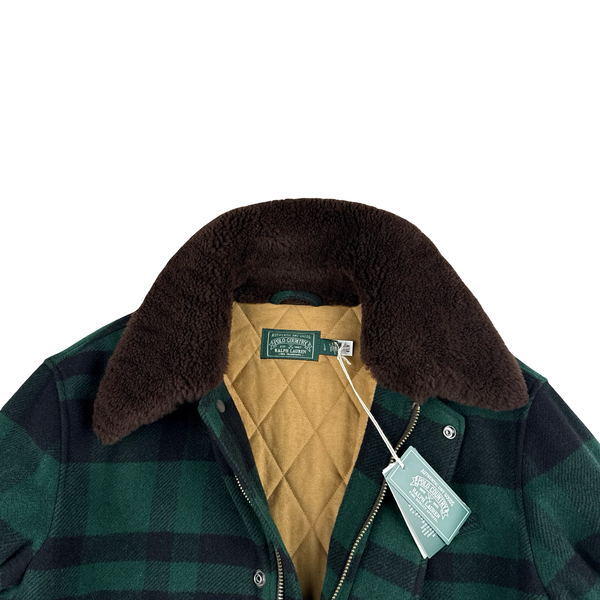Ralph Lauren Wool Flannel Quilted Lined Shearling Collar Jacket - Large