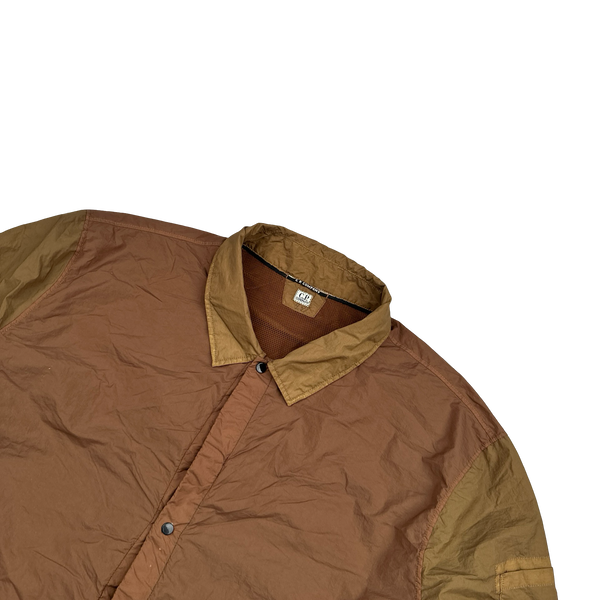 CP Company Brown Colour Block Taylon P Nylon Overshirt - XL