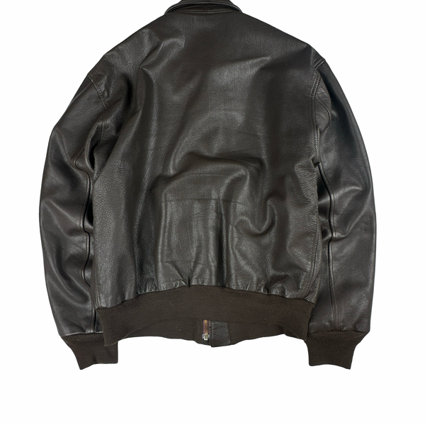 Avirex Brown Classic Goatskin Padded Bomber Jacket - Large